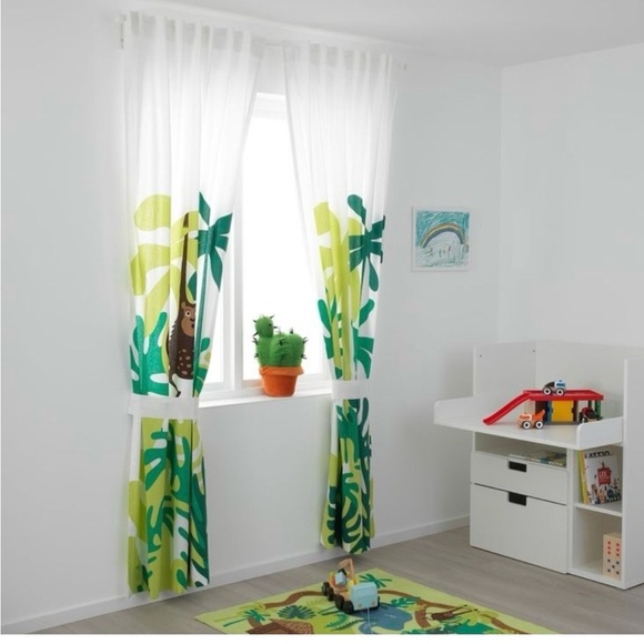 IKEA Other - Ikea Djungelskog Curtains 1 Pair(2 Panel) Monkey Green  Size 47x 98"